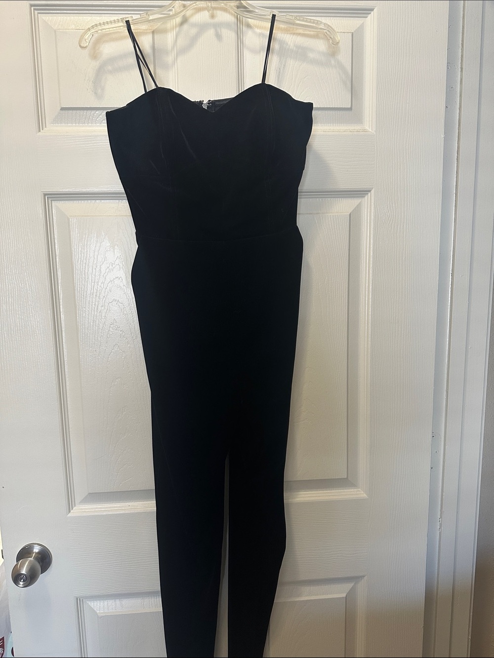 Adelyn Rae Black Strapless Velvet Jumpsuit